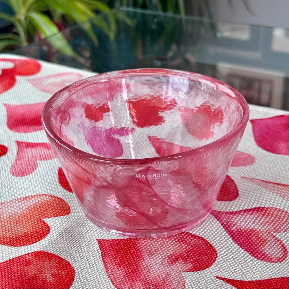 KOSTA BODA Pink Swirl Art Glass Mine 6” Bowl By Ulrica Hydman-Vallien - GORG! - Picture 7 of 16